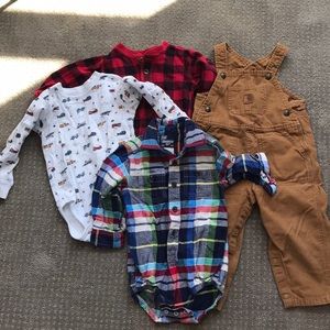 Osh Kosh onesies and Carhartt overalls.